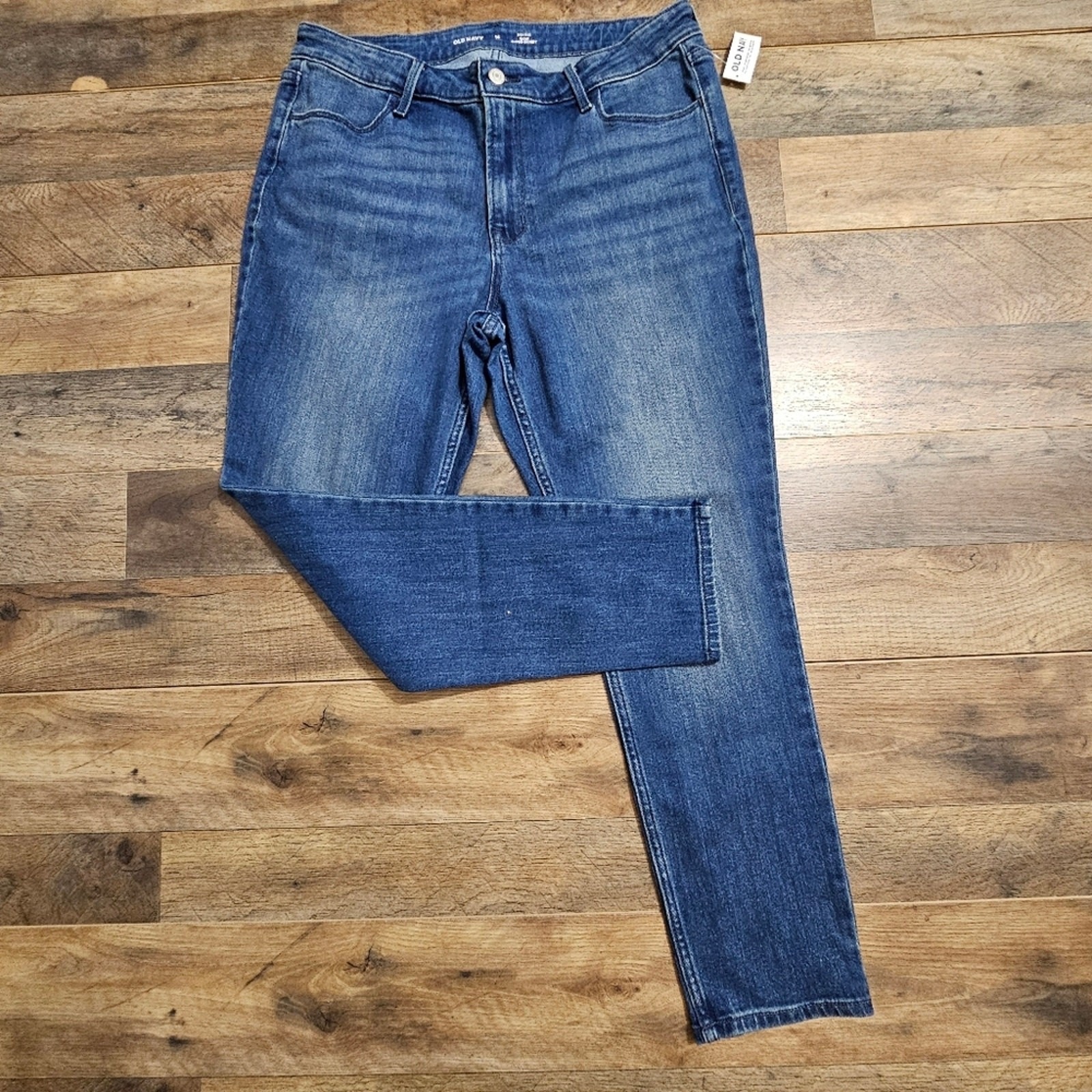 Old Navy Wow Super-Skinny High-Rise Jeans Womens 14 Petite Blue Medium Wash New